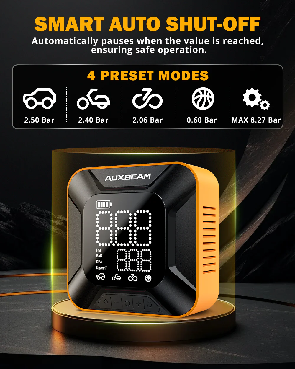 Model-H6 28mm Cylinder Portable Car Tire Inflator Air Compressor Pump - Image 4