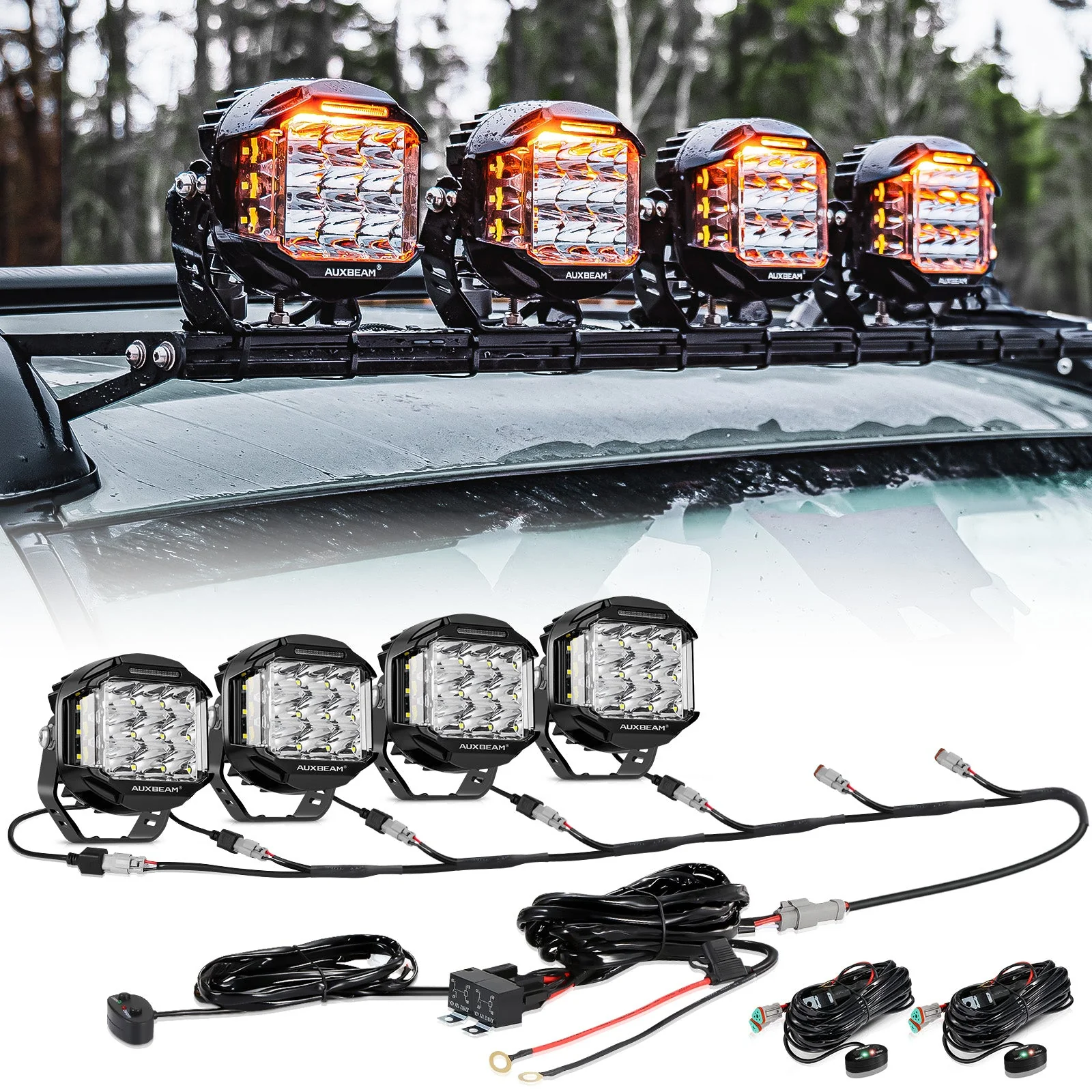 V-MAX Series Combo Beam Side Shooter LED Pod Lights with Amber DRL - Image 28